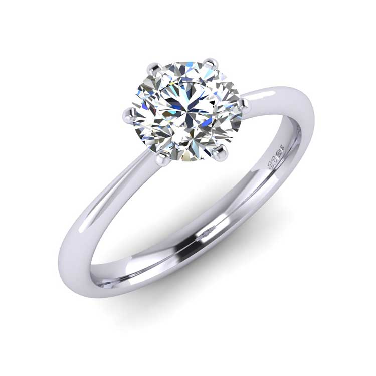 Diamond 6 Claw Platinum Solitaire Ring Perspective View