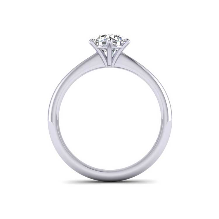 Diamond 6 Claw Platinum Solitaire Ring Through Finger View