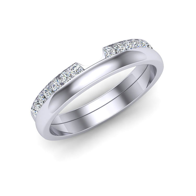 Diamond and Platinum Fitted Ladies Wedding Ring Perspective View