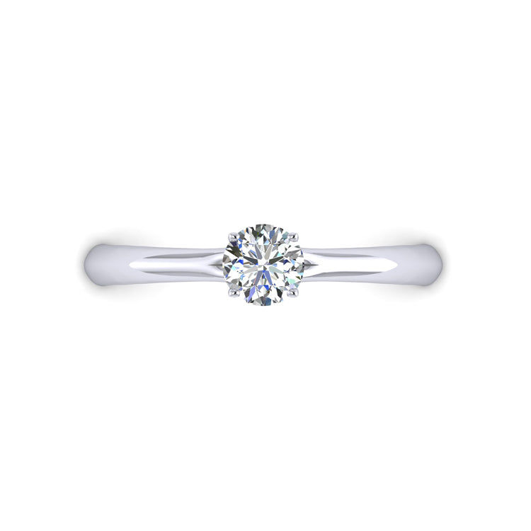 Fine Diamond and Platinum Engagement Ring Looking Down View