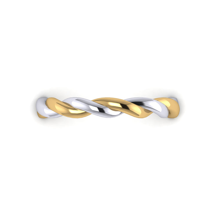 Men's Gold and Platinum Twist Ring Looking Down View