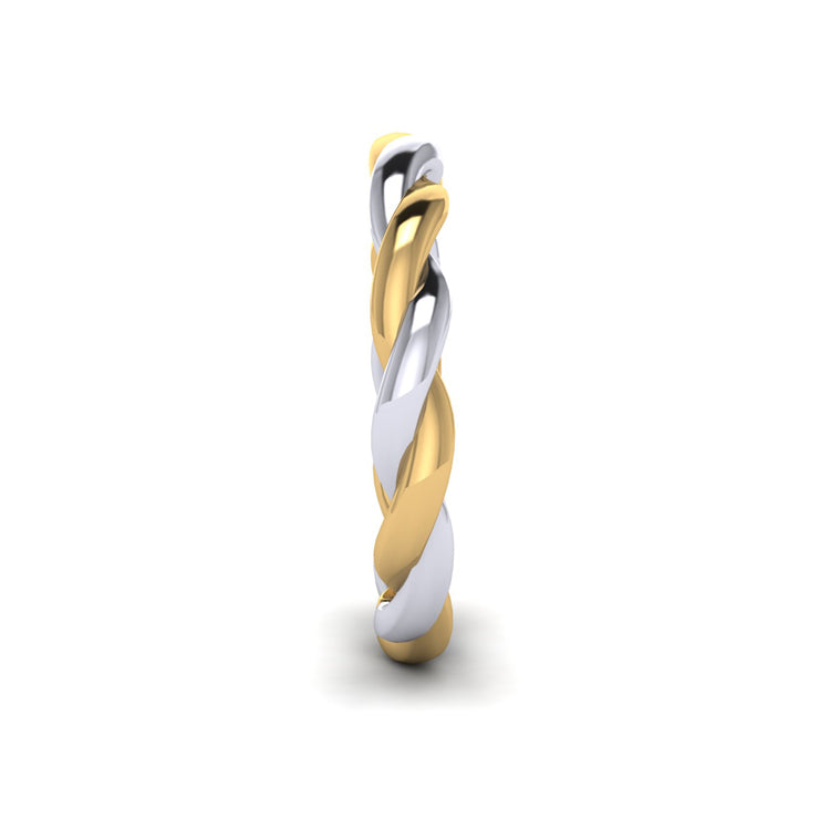 Men's Gold and Platinum Twist Ring Side View