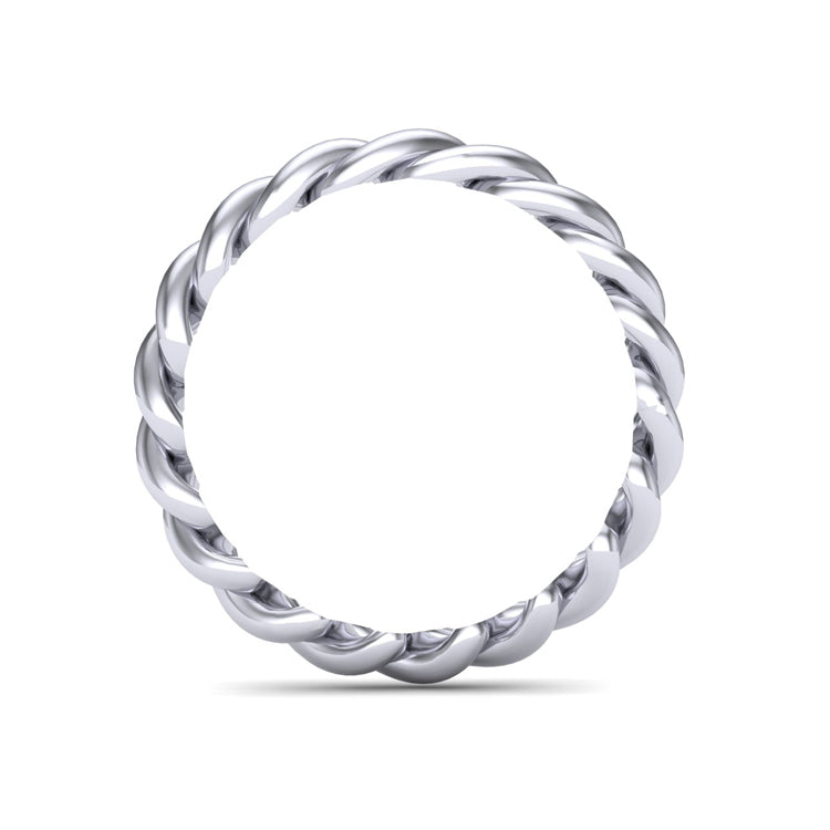 Men's Platinum Twist Ring Through Finger View