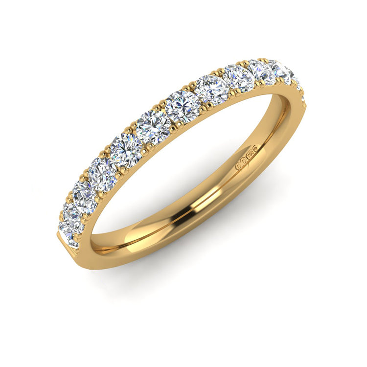 Gold Castellated Diamond Ring Perspective View