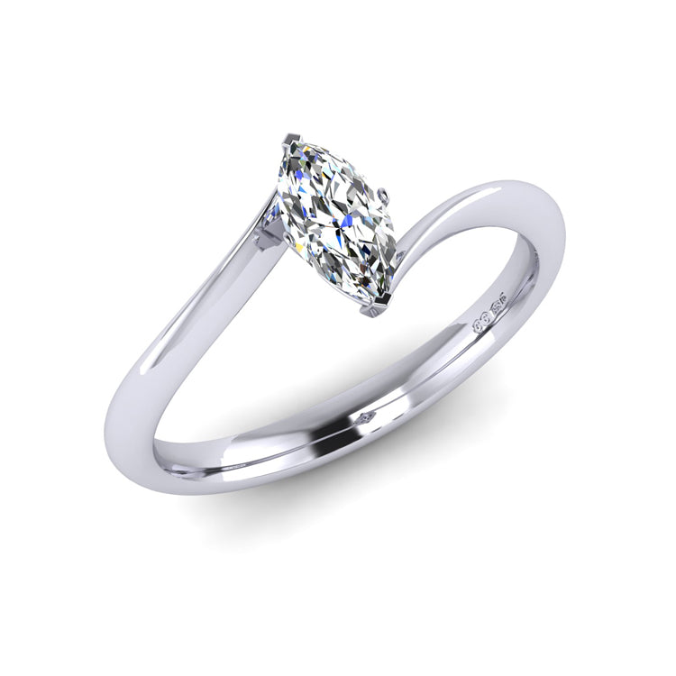 Marquise Diamond Solitaire Platinum Ring Perspective View