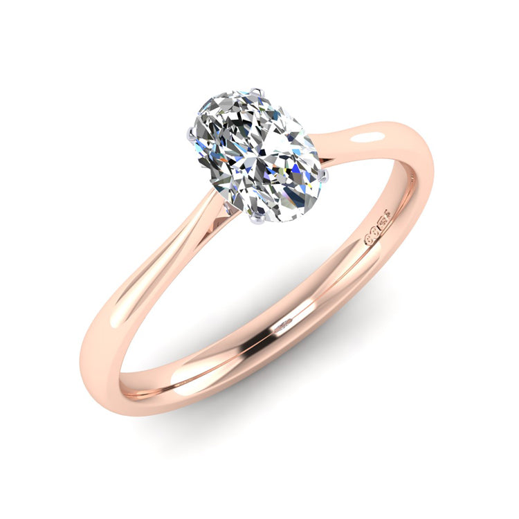 Oval Rose Gold Engagement Ring Perspective View