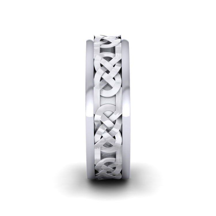 Platinum Celtic Flat Knot Men's Wedding Ring Side View