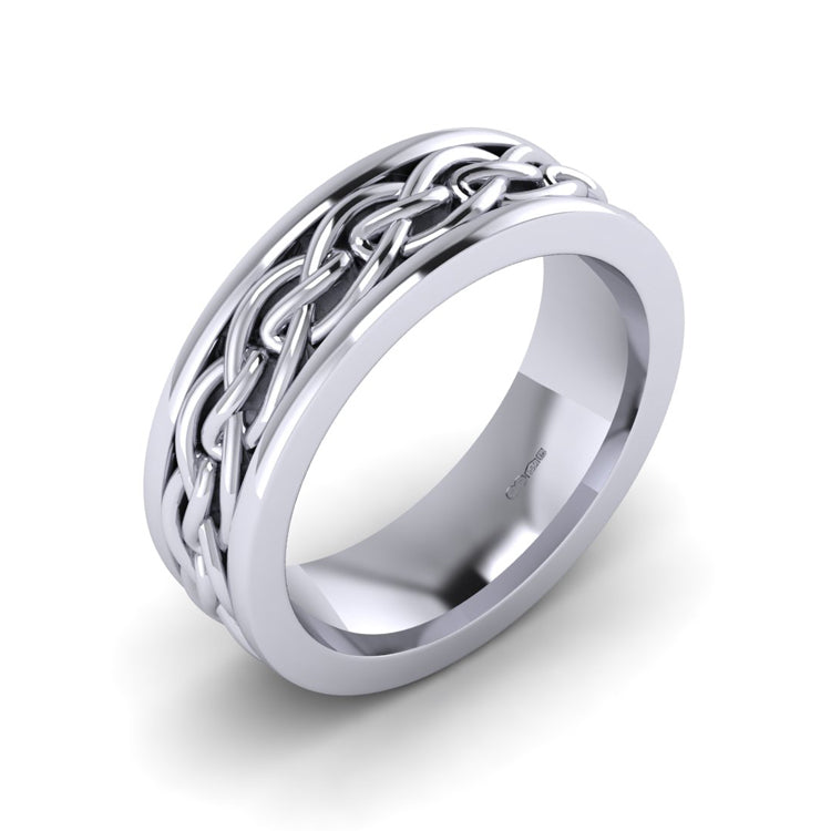 Platinum Celtic Round Knot Men's Wedding Ring Perspective View