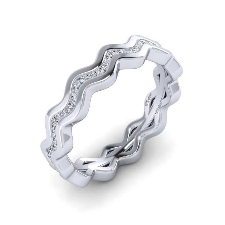 Platinum Channel Set Shimmer Ring with Fine Diamonds Perspective View