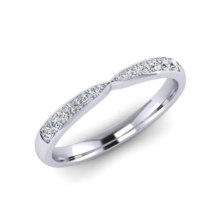 Diamond and Platinum Pinched In Center Wedding Ring