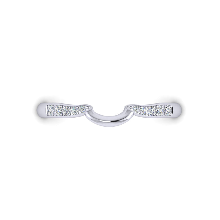 U Shaped Platinum Diamond Fitted Wedding Ring Looking Down View