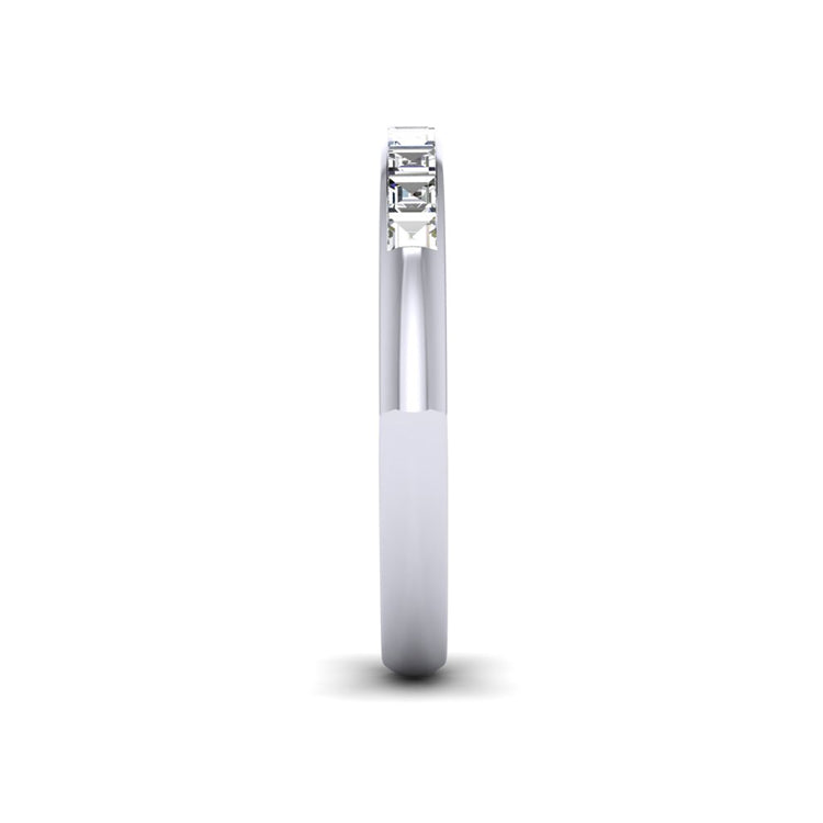 Platinum Eternity Ring with Channel Set Carré Cut Diamonds Side View