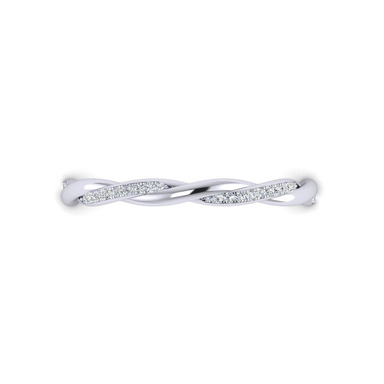 Platinum and Diamond Half Eternity Style Twist Ring Looking Down View