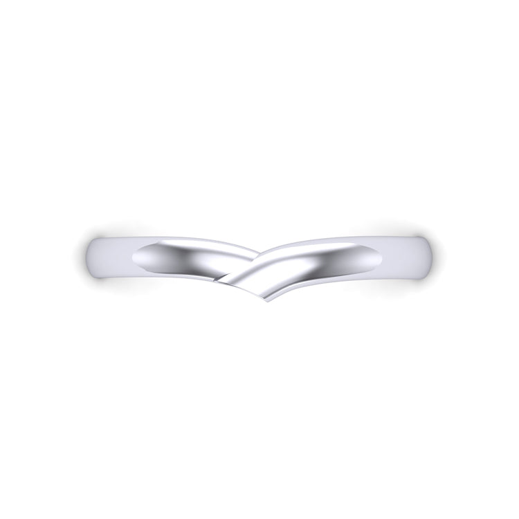 Platinum V Shaped Fitted Wedding Band Looking Down View