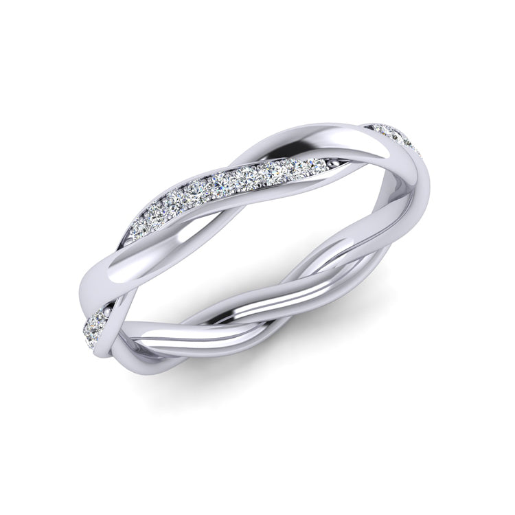 Platinum and Diamond Twist Ring Perspective View