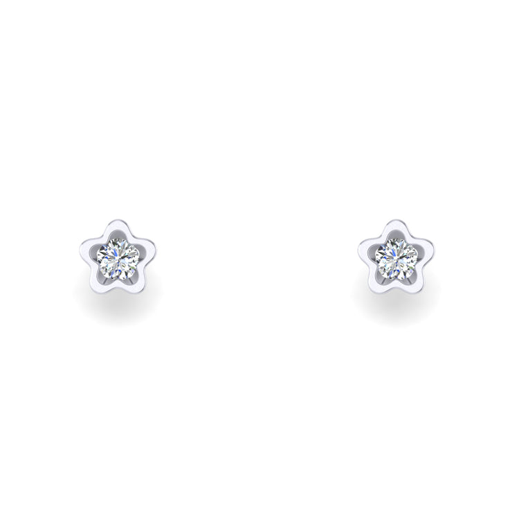 Platinum and Fine Diamond Shimmer Stud Earrings