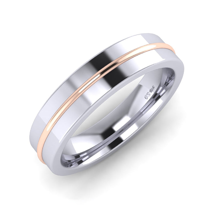 Kalyan Jewellers Platinum Rose Gold Band Rings 5mm Platinum And