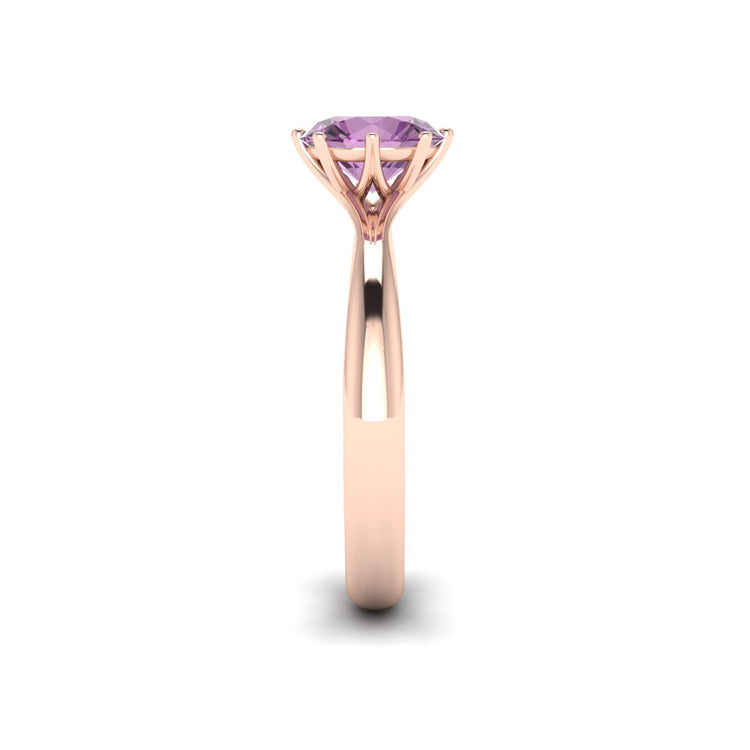 Natural Purple Sapphire Rose Gold Ring Side View