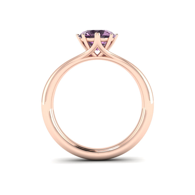 Natural Purple Sapphire Rose Gold Ring Through View