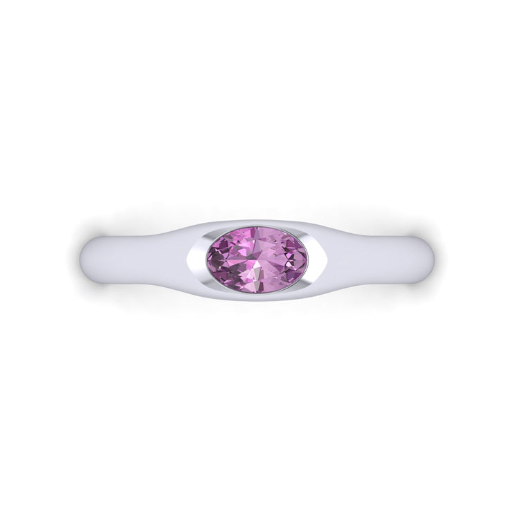 Purple Sapphire Solitaire Ring Looking Down View