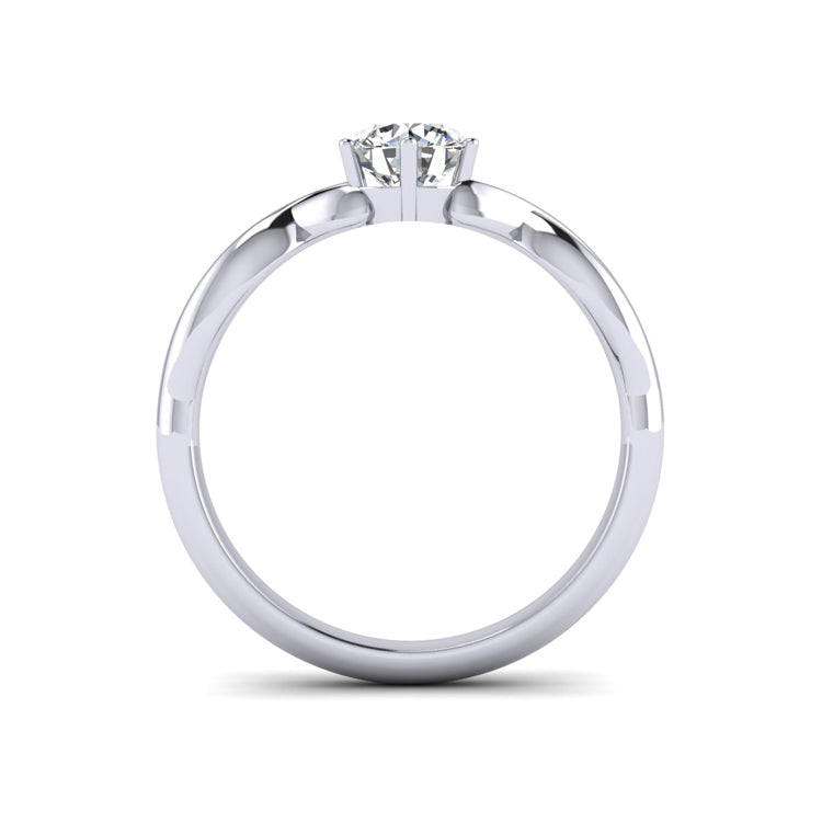Round Diamond Solitaire Platinum Cross Over Ring Through Finger View