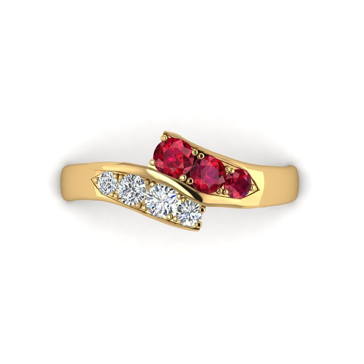 Ruby and Fine Diamond Ring in 18ct Gold Looking Down View