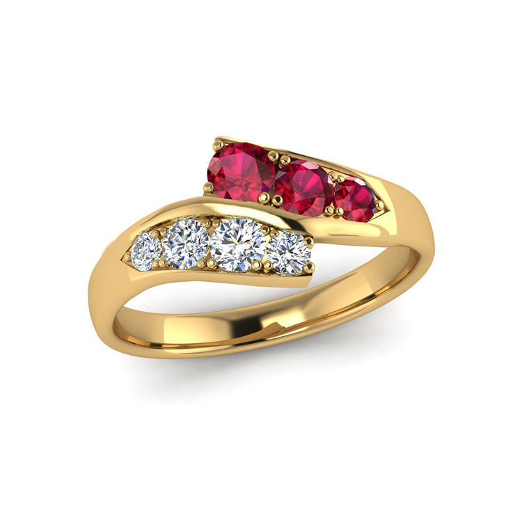Ruby and Fine Diamond Ring in 18ct Gold Perspective View