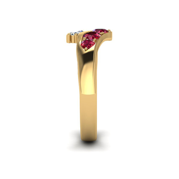 Ruby and Fine Diamond Ring in 18ct Gold Side View