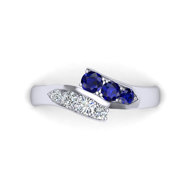 Sapphire and Diamond Ring in Platinum Looking Down View