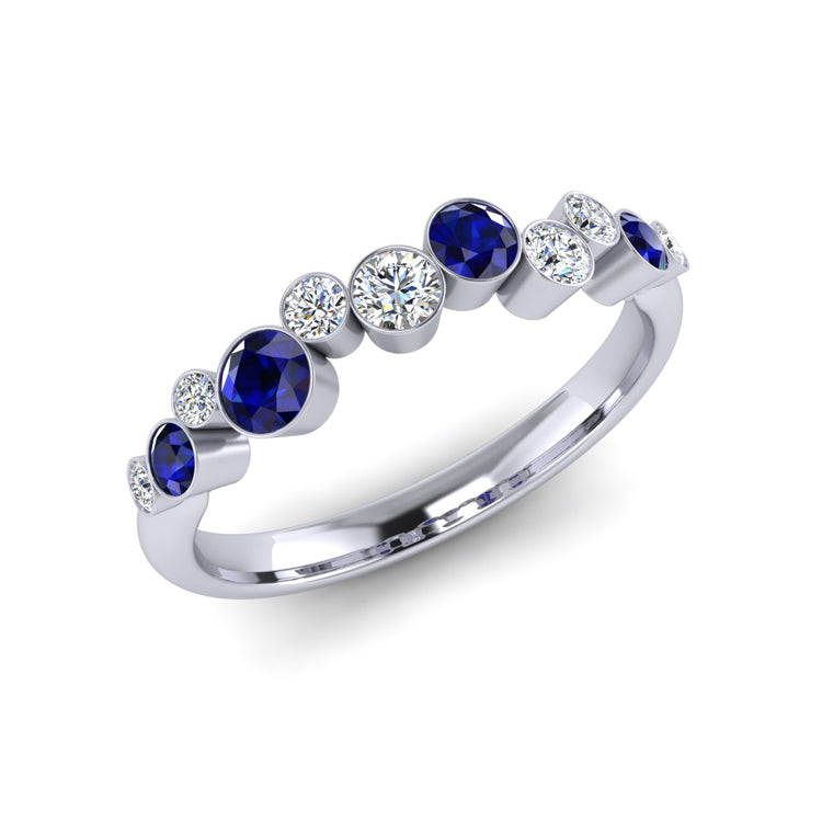 Sapphire and Diamond Sui Generis Platinum Ring Perspective View