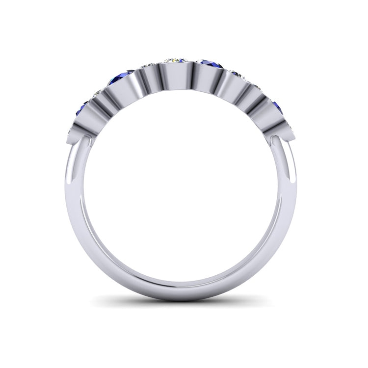 Sapphire and Diamond Sui Generis Platinum Ring Through Finger View
