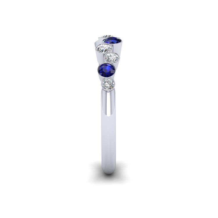 Sapphire and Diamond Sui Generis Platinum Ring Side View