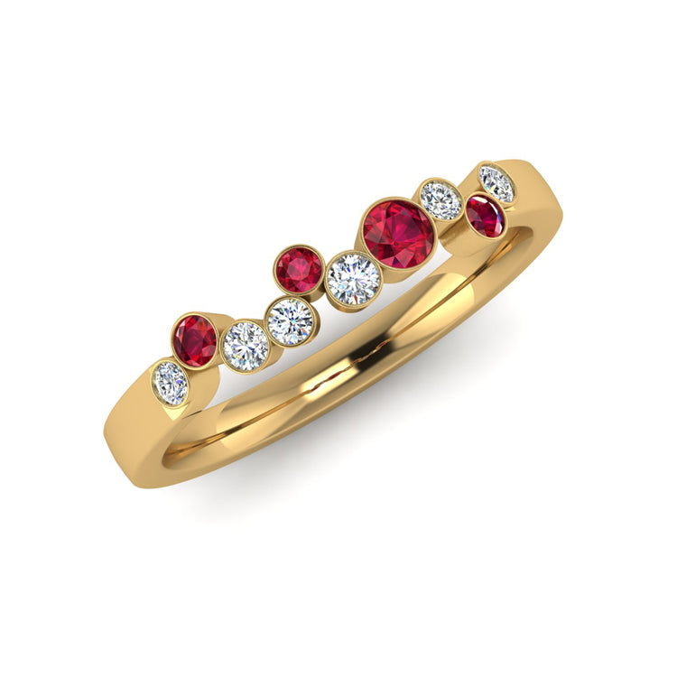 Sui Generis Natural Ruby and Fine Diamond 18ct Gold Ring Perspective View