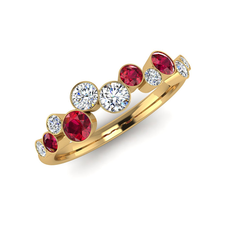 Sui Generis Ruby and Diamond 18ct Yellow Ring Perspective View
