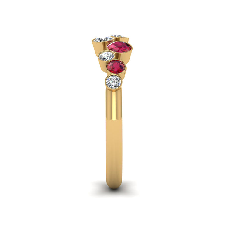 Sui Generis Ruby and Diamond 18ct Yellow Ring Side View