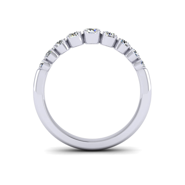 Tapered Fine Diamond and Platinum Eternity Ring Through Finger View