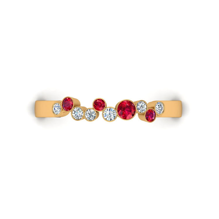 Sui Generis Natural Ruby and Fine Diamond 18ct Gold Ring Looking Down View