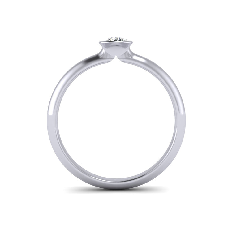 bezel set diamond ring platinum through finger view