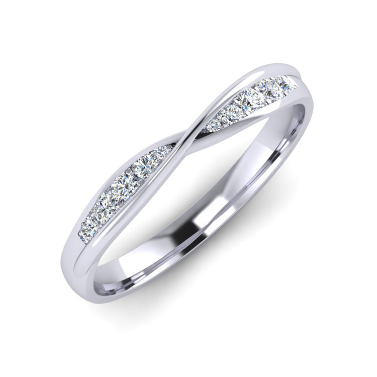 Platinum Crossover Ring with 10 Grain Set Round Brilliant