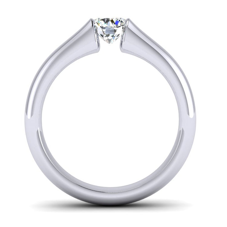  Hand Fabricated Platinum Tension set Diamond Ring