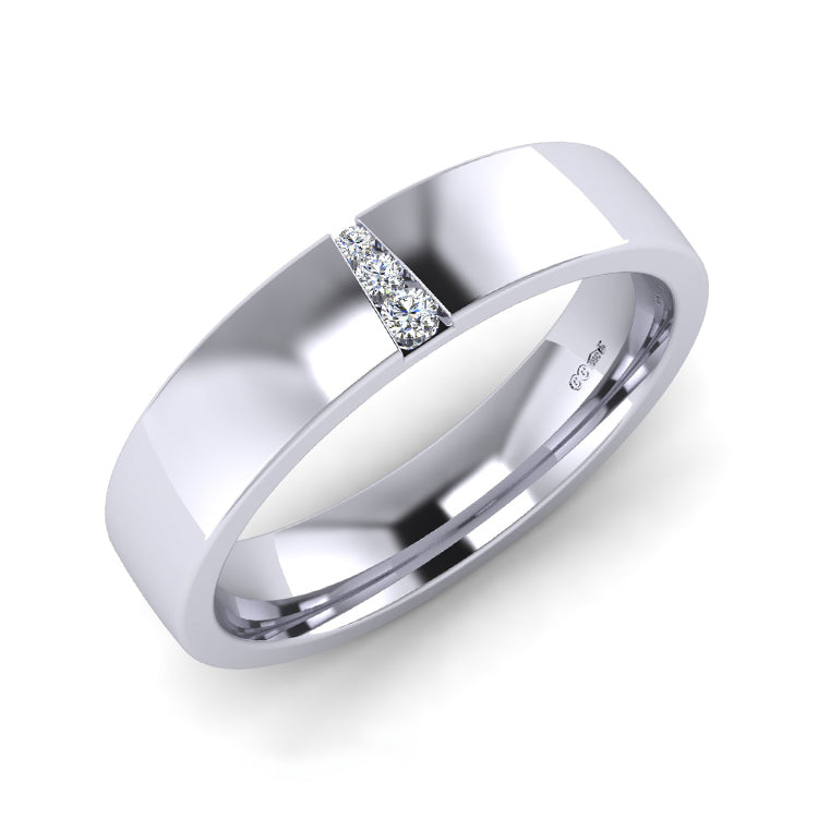 Diamond-Cut Platinum Wedding Band Comfort Fit Mens Ring