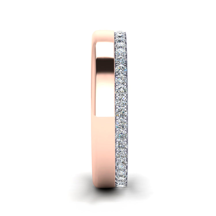 Diamond Platinum and 18ct Rose Gold Fitted Ladies Wedding Ring Side View